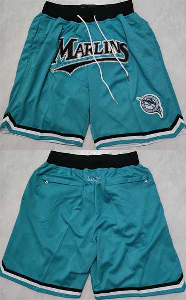Mens Miami Marlins Blue Shorts (Run Small)->mlb shorts->MLB Jersey